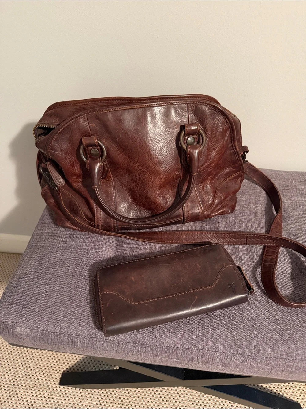 Frye Brown Leather Duffel Bag